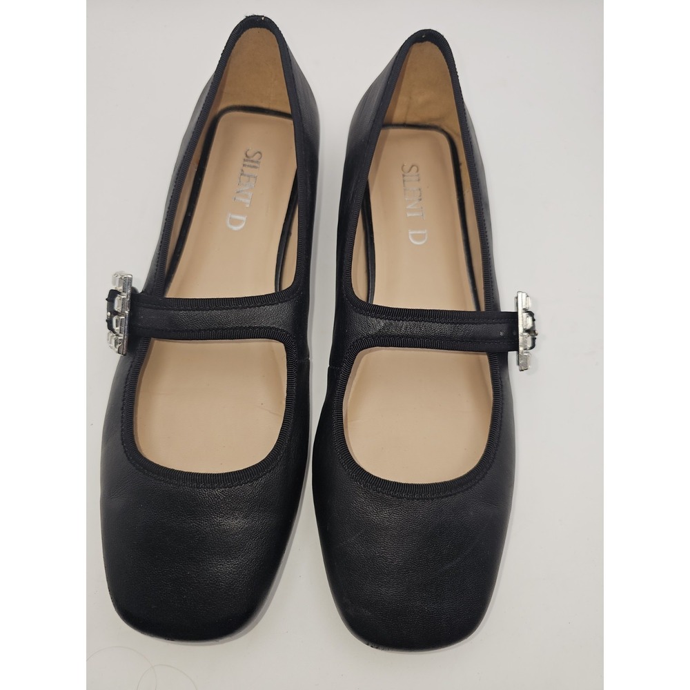 Silent D x Anthropologie Mary Jane Flats with A Rhinestone Buckle Women's Sz 40